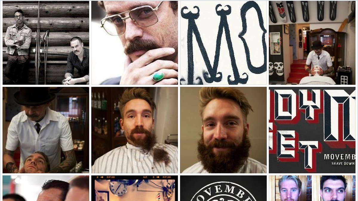 Mustaschprydda män på Movembers Facebook-sida